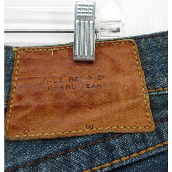 True Religion Jeans 31 Joey Big T Flare Denim Embroidered Y2K 31X33 - Picture 9 of 13